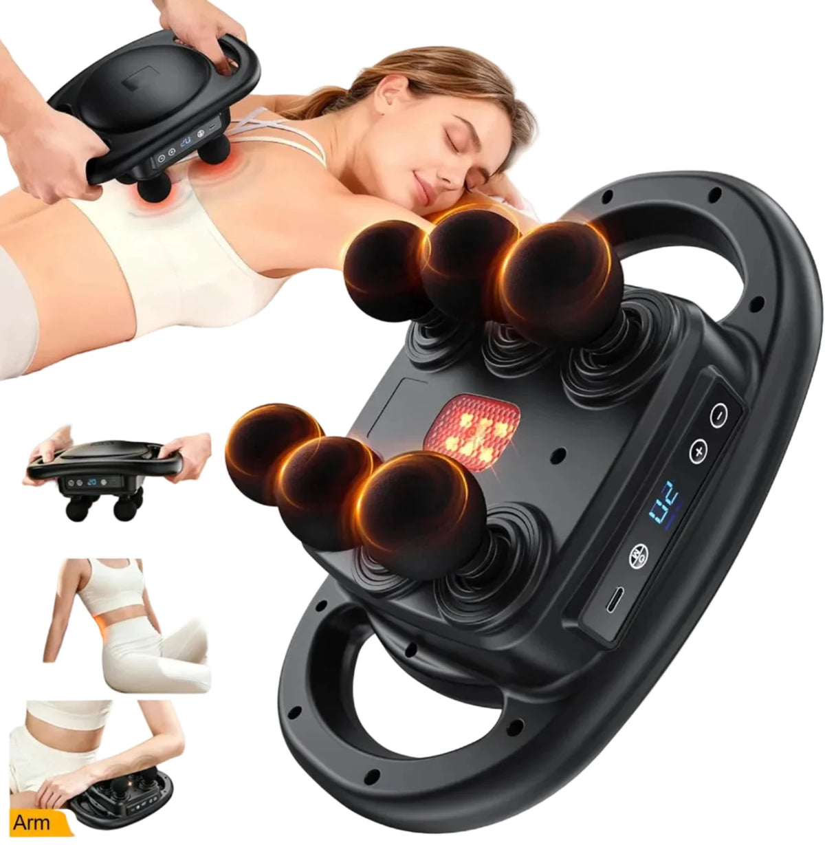 6-Head Percussion Massage Gun | Deep Tissue Muscle Massager, 9 Speeds & 4 Modes