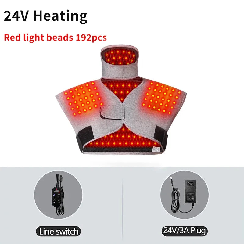 Red Light Heated Shoulder & Neck Support Wrap | 3-Gear Vibration, Helpful for Sleep