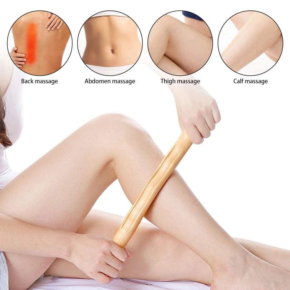 Wood Gua Sha Massage Stick | Full Body Back, Shoulder & Leg Relaxation Tool