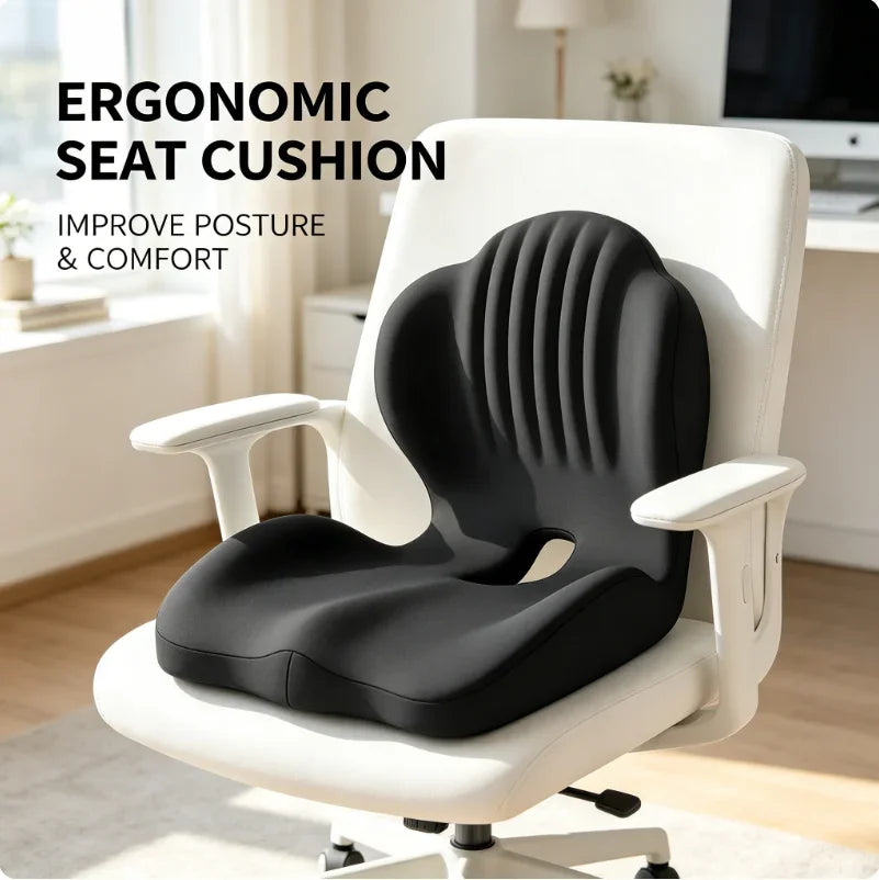 Ergonomic Seat Cushion | Memory Foam Pressure-Relief Pad for Office, Car & Home