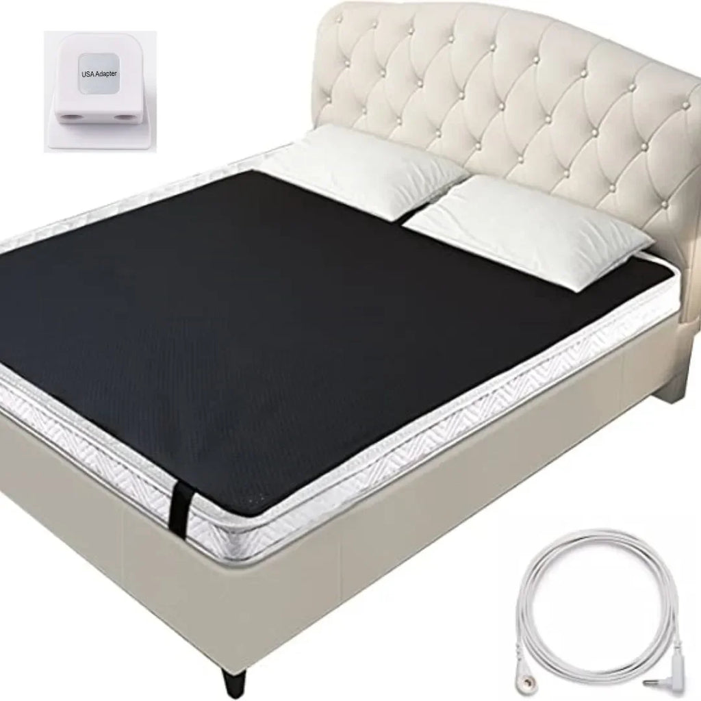 Grounding Leather Mattress Pad | Conductive Earthing Sleep Mat, 15ft Cord