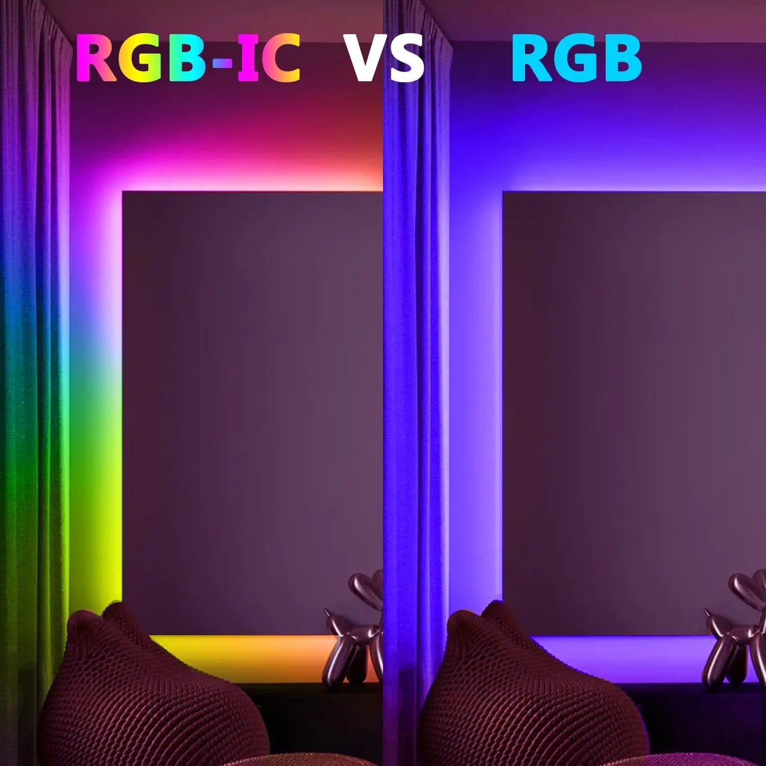 RGBIC Smart LED Strip Lights | Segment Color Control, WiFi App & Alexa/Google