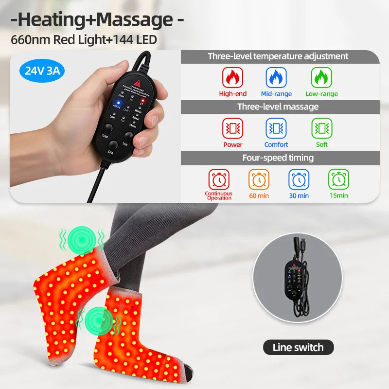660&850nm LED Red Light  Ankle Brace 3 Gear Vibration Ankle Wrist Guard Left Right Foot Support Relief Pain  Sports Recovery