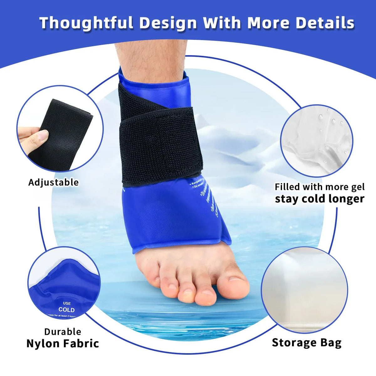 Ankle Brace Hot & Cold Ice Pack Wrap | Reusable Gel Compress for Sports Injuries