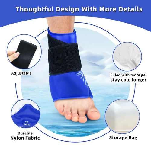Ankle Brace Hot & Cold Ice Pack Wrap | Reusable Gel Compress for Sports Injuries