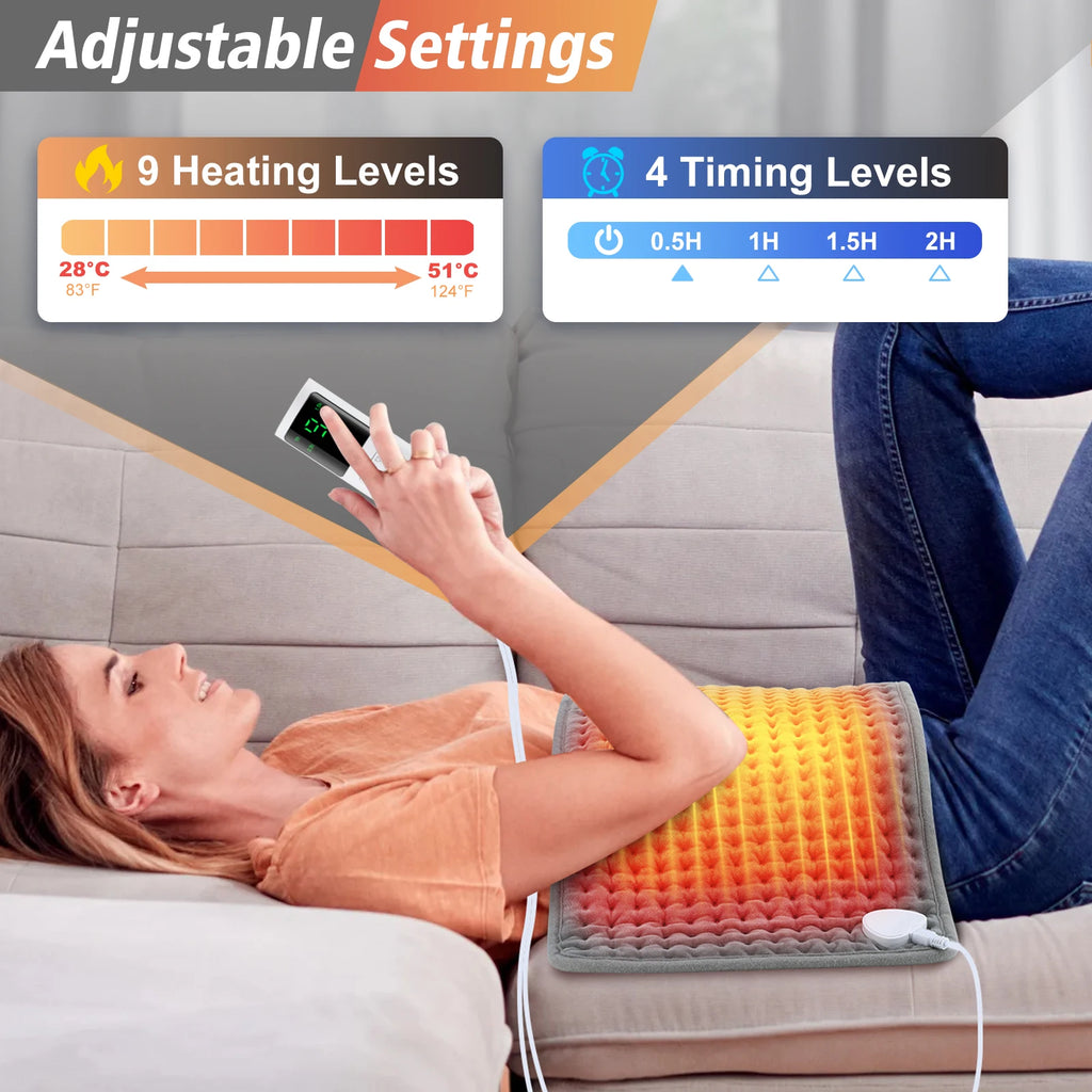 Soft Heating Pad | 9-Level Adjustable Heat, Micro-Plush, 60x30cm for Body, Back & Legs