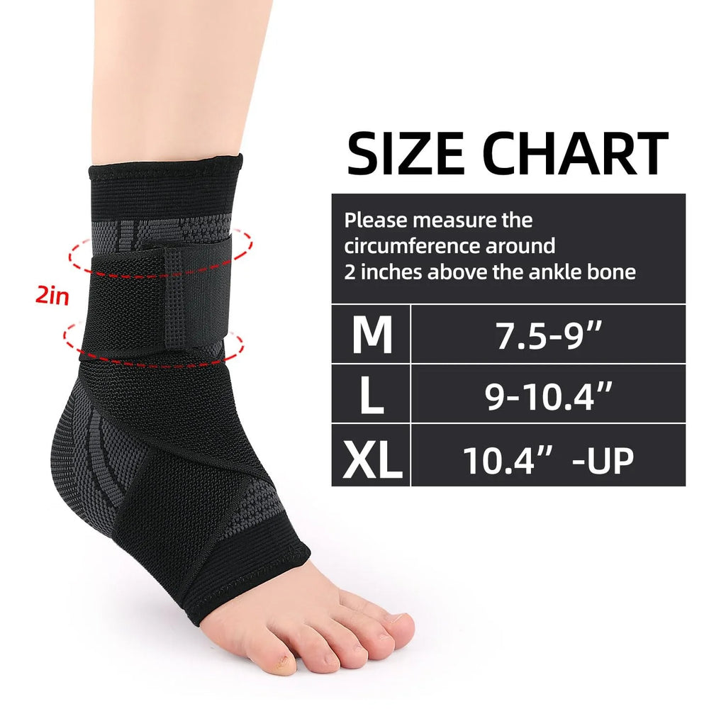 Ankle Brace Compression Sleeve | Adjustable Arch Support Wrap for Foot & Ankle