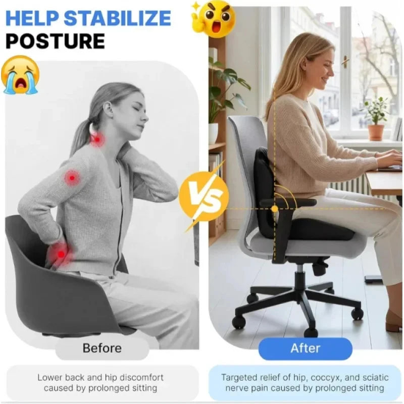 Ergonomic Seat Cushion | Memory Foam Pressure-Relief Pad for Office, Car & Home