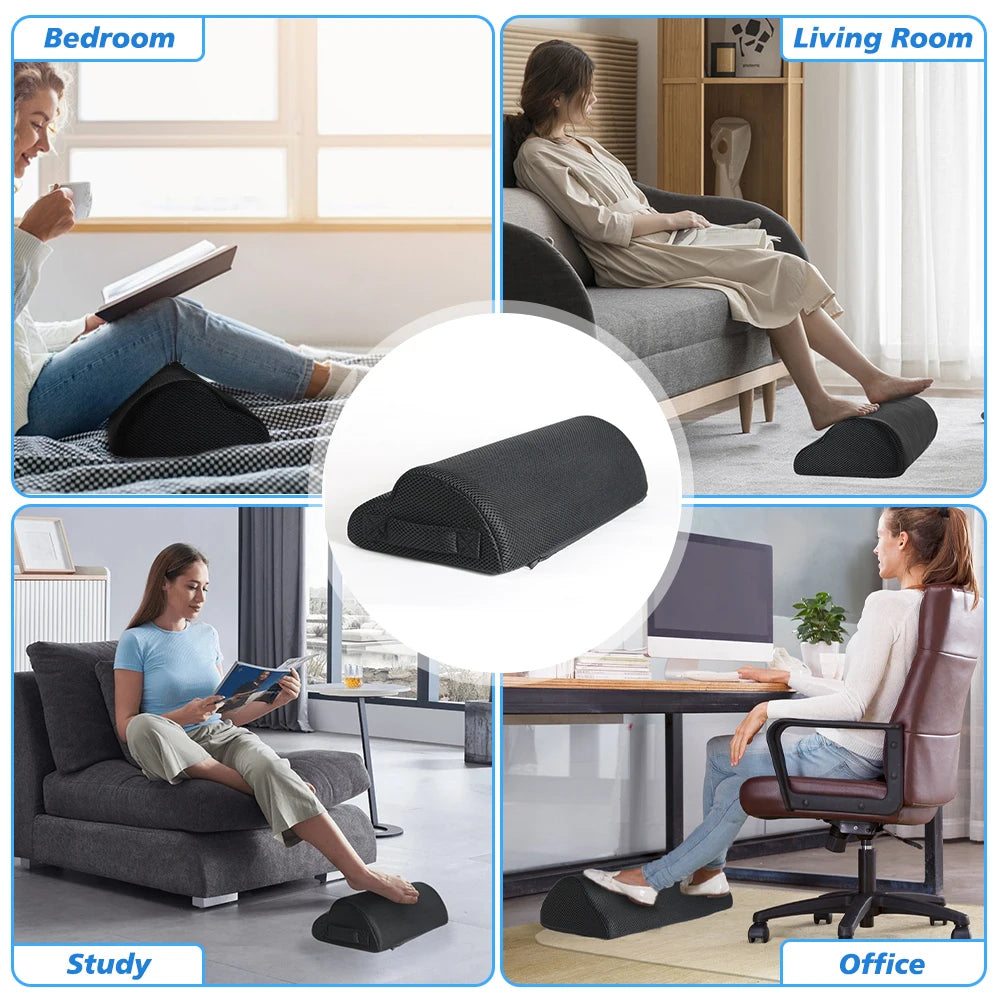 Under Desk Footrest | Memory Foam Foot Stool & Leg Elevation Pillow for Office
