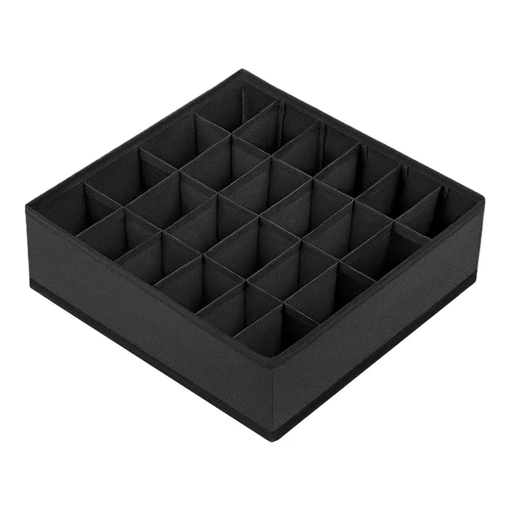 1pc Fabric Storage Box with 24 Compartments - Foldable Stackable Organizer for Socks Ties Underwear Space-Saving Drawer Divider