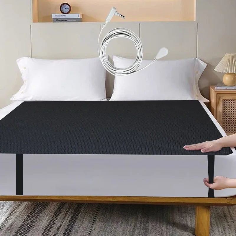Grounding Leather Mattress Pad | Conductive Earthing Sleep Mat, 15ft Cord