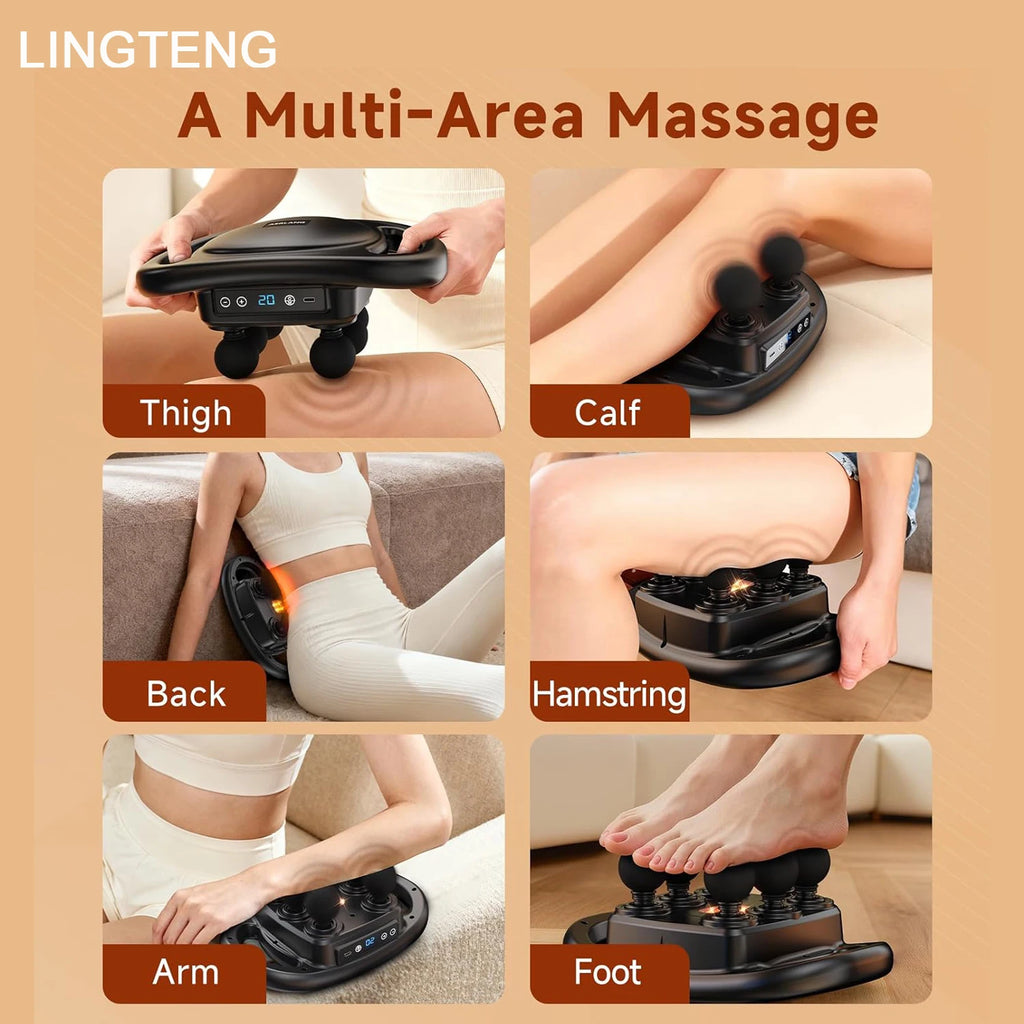 6-Head Percussion Massage Gun | Deep Tissue Muscle Massager, 9 Speeds & 4 Modes