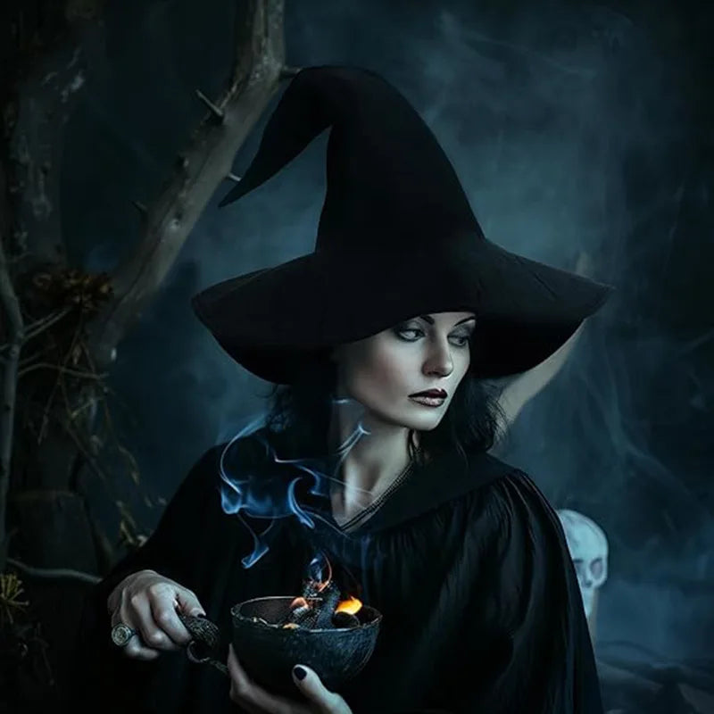 2026 Halloween Wizard Hat for Adult, Black Twisted Witch Hat, Halloween Party Props Costume Cosplay Accessory
