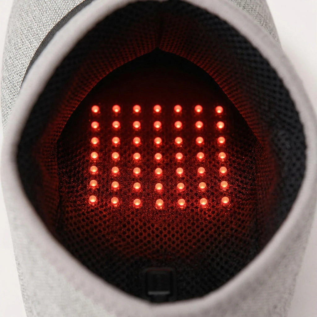 LED Red Light Ankle Brace | 660&850nm Light, 3-Speed Vibration, Pair