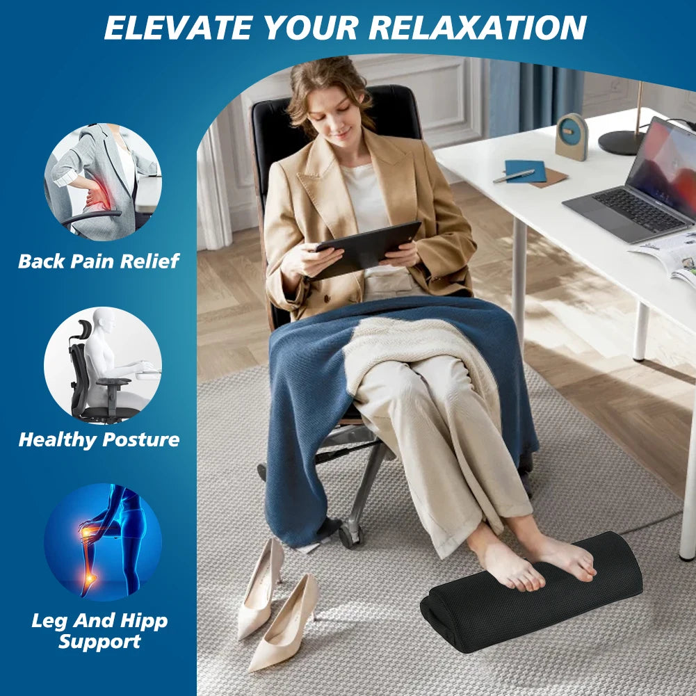 Under Desk Footrest | Memory Foam Foot Stool & Leg Elevation Pillow for Office