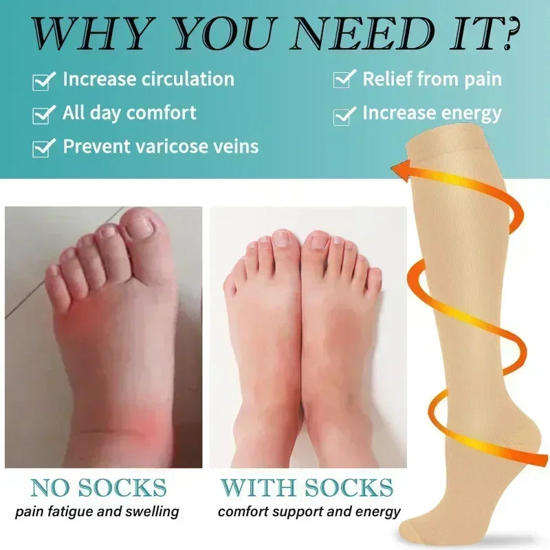 Knee-High Compression Socks | 15-20 MMHg Athletic Calf Support