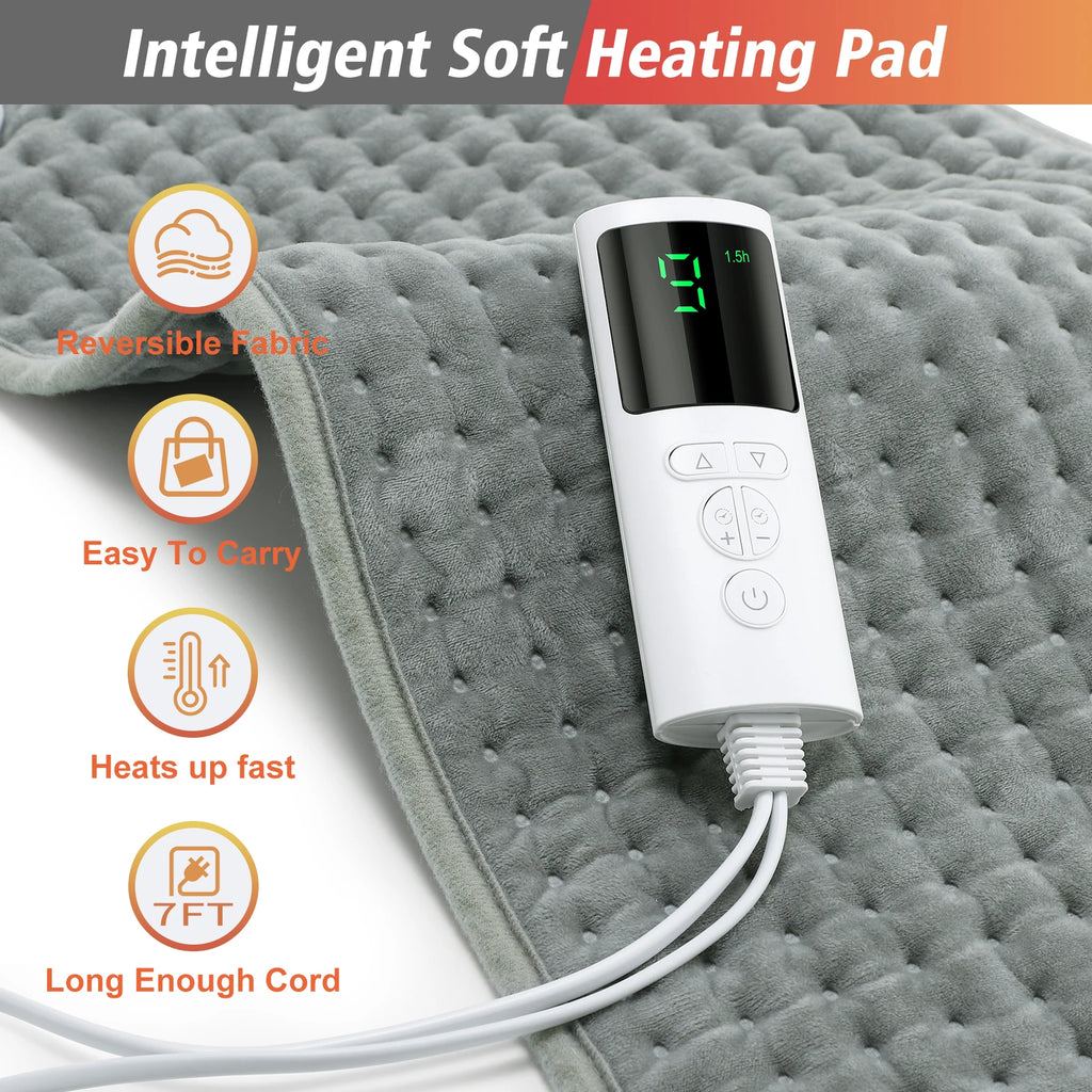 Soft Heating Pad | 9-Level Adjustable Heat, Micro-Plush, 60x30cm for Body, Back & Legs