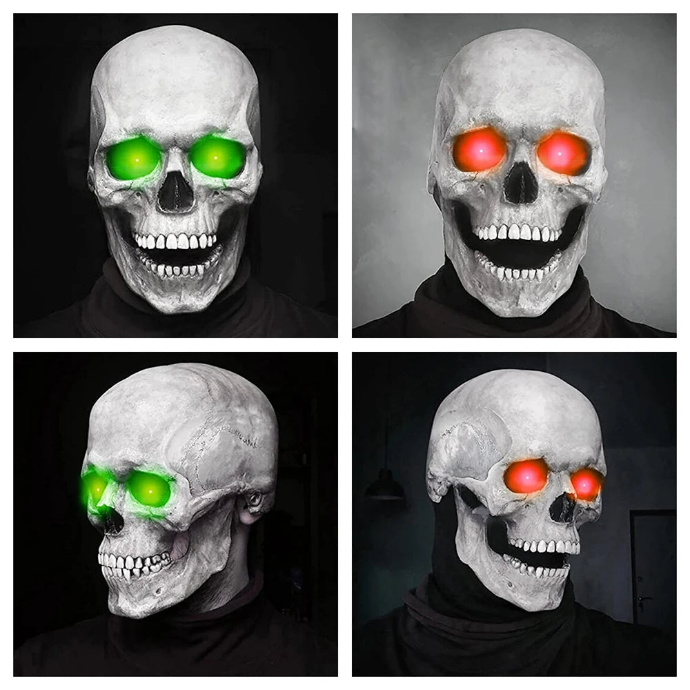 Halloween Mask Latex Mask Skull Mask Horror Decoration Full Head Skull Mask Helmet Movable Jaw Masque Gifts Party Costume Mask