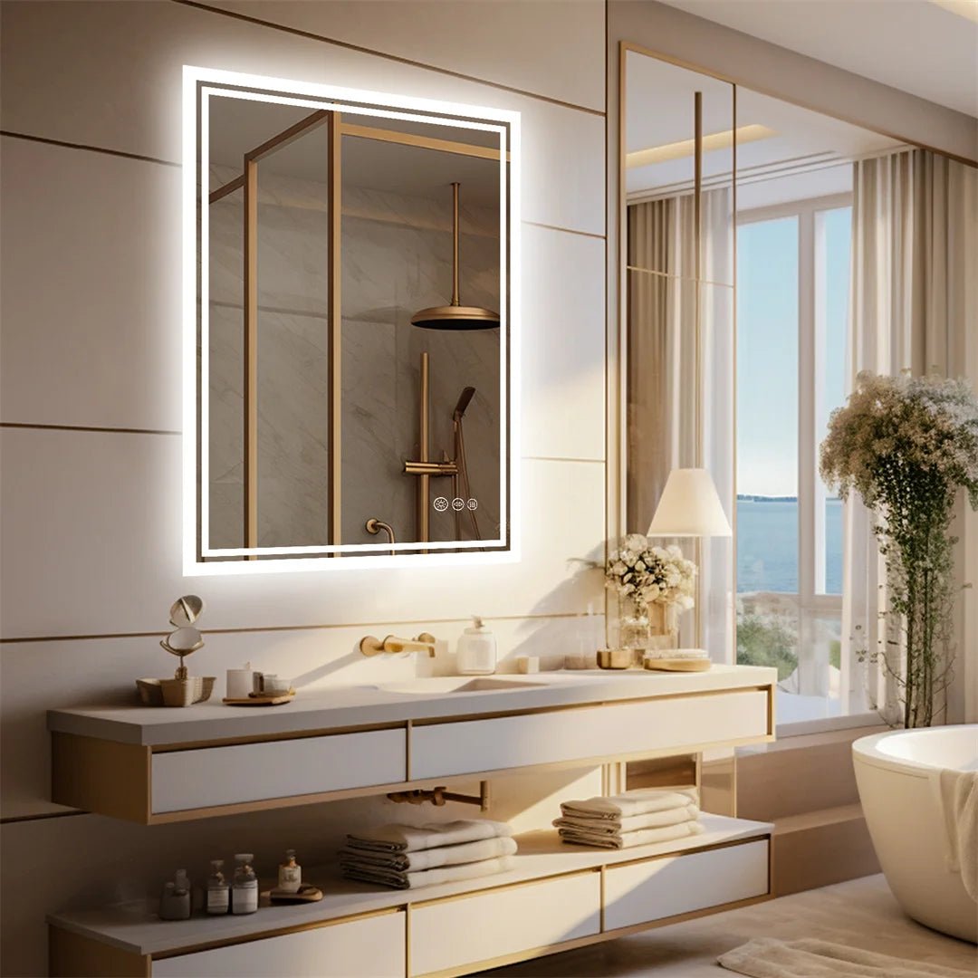 LED Bathroom Mirror | Frameless Dimmable with Anti-Fog & Touch Control