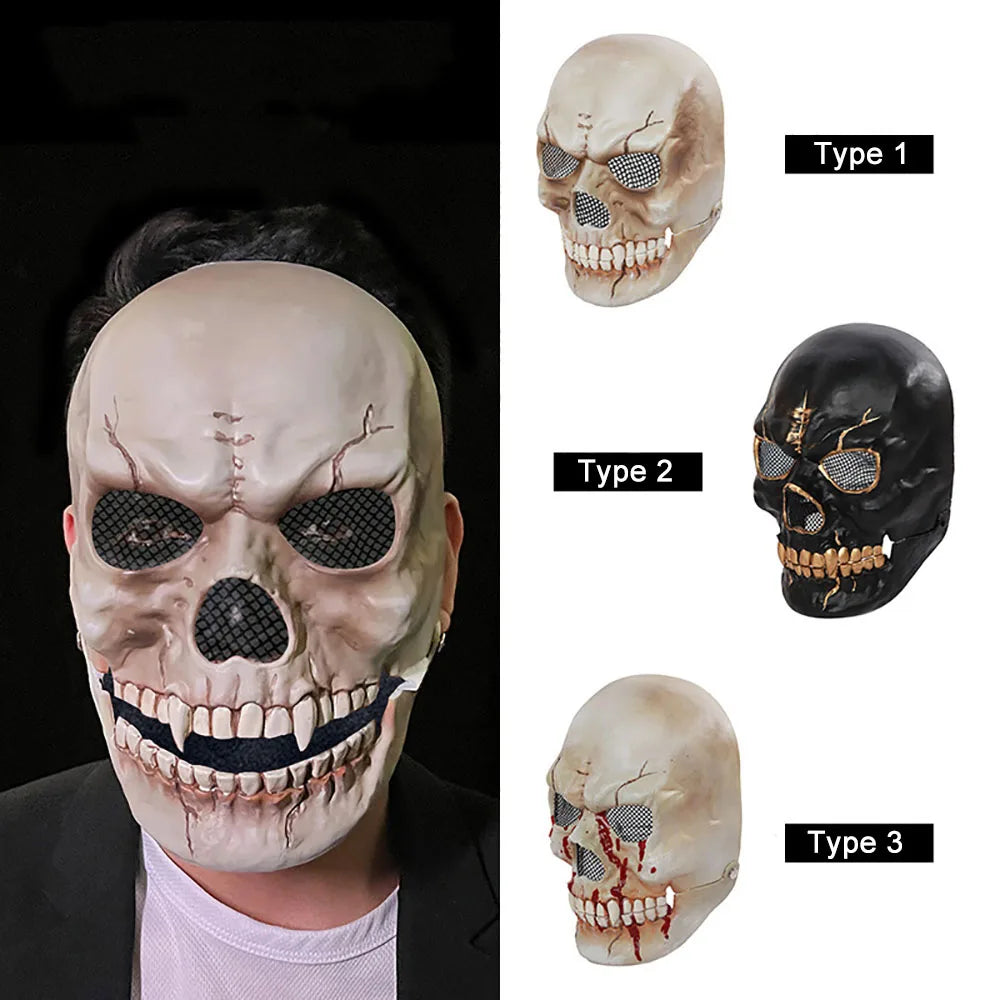 Halloween Mask Latex Mask Skull Mask Horror Decoration Full Head Skull Mask Helmet Movable Jaw Masque Gifts Party Costume Mask