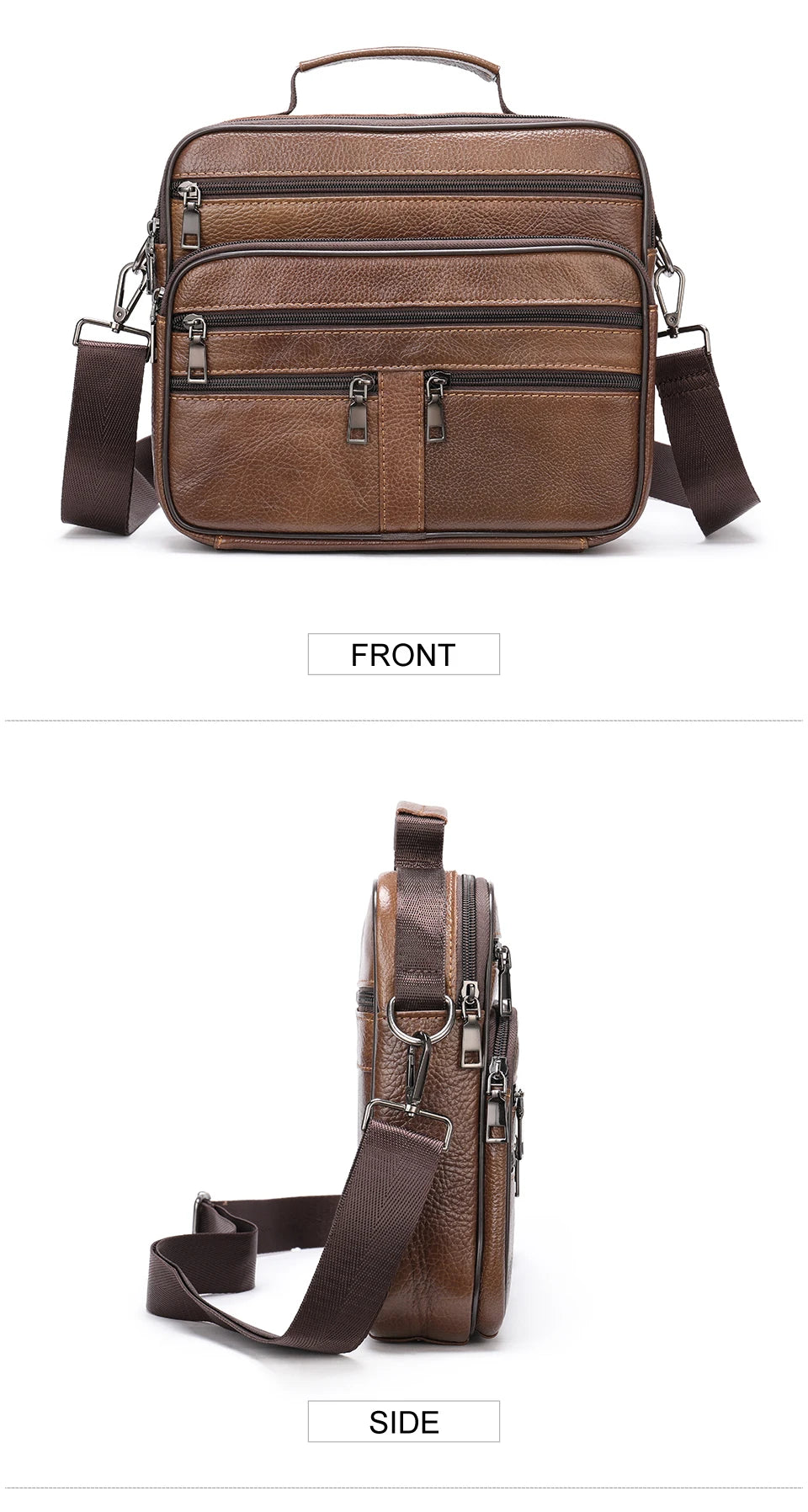 Genuine Leather Shoulder Bag for Men Black Cowhide Leather Handbag for Men Business Office Messenger Bag Male Crossbody Bag