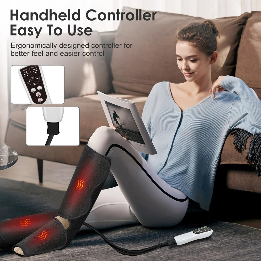 Leg Air Compression Massager | Foot, Calf & Thigh Massage with Heat, 3 Intensities