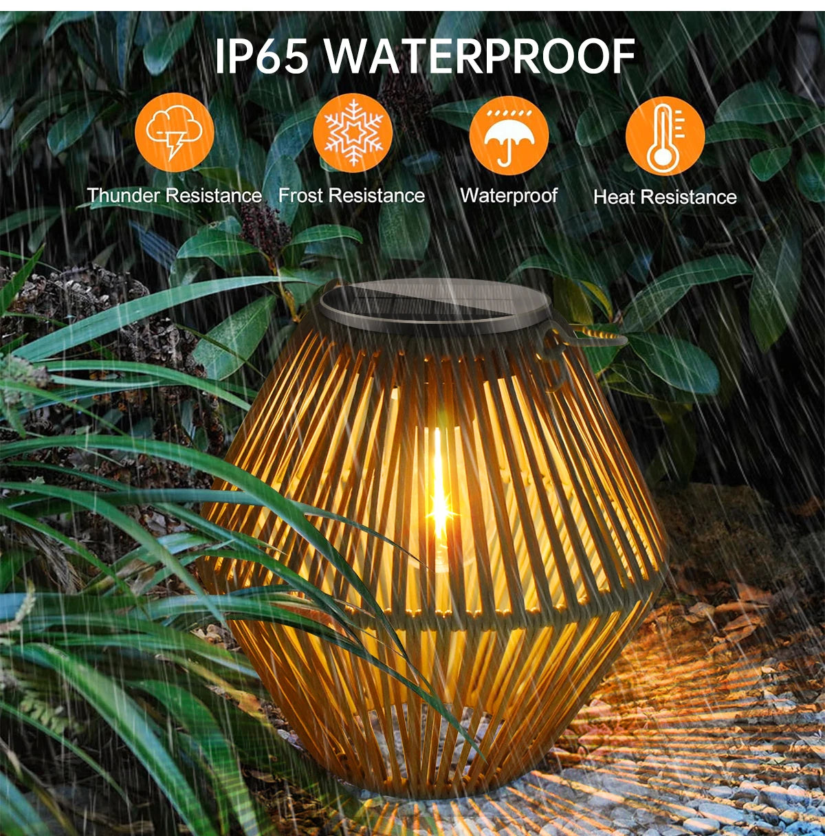 Solar Lantern Outdoor Solar Lanterns Waterproof for Outside Hanging Woven Lantern Boho Lamp Lights Decoration for Garden Yard