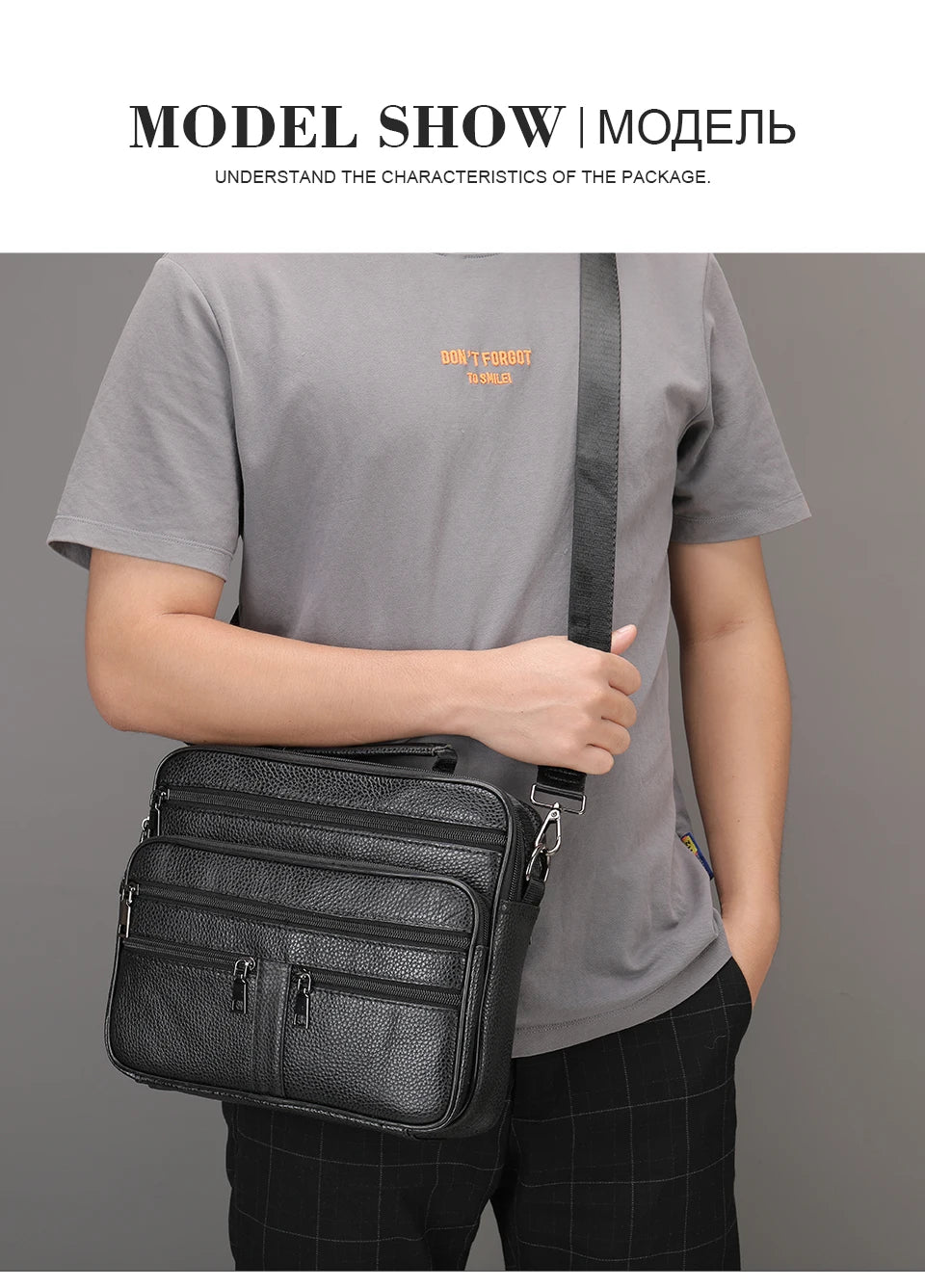Genuine Leather Shoulder Bag for Men Black Cowhide Leather Handbag for Men Business Office Messenger Bag Male Crossbody Bag
