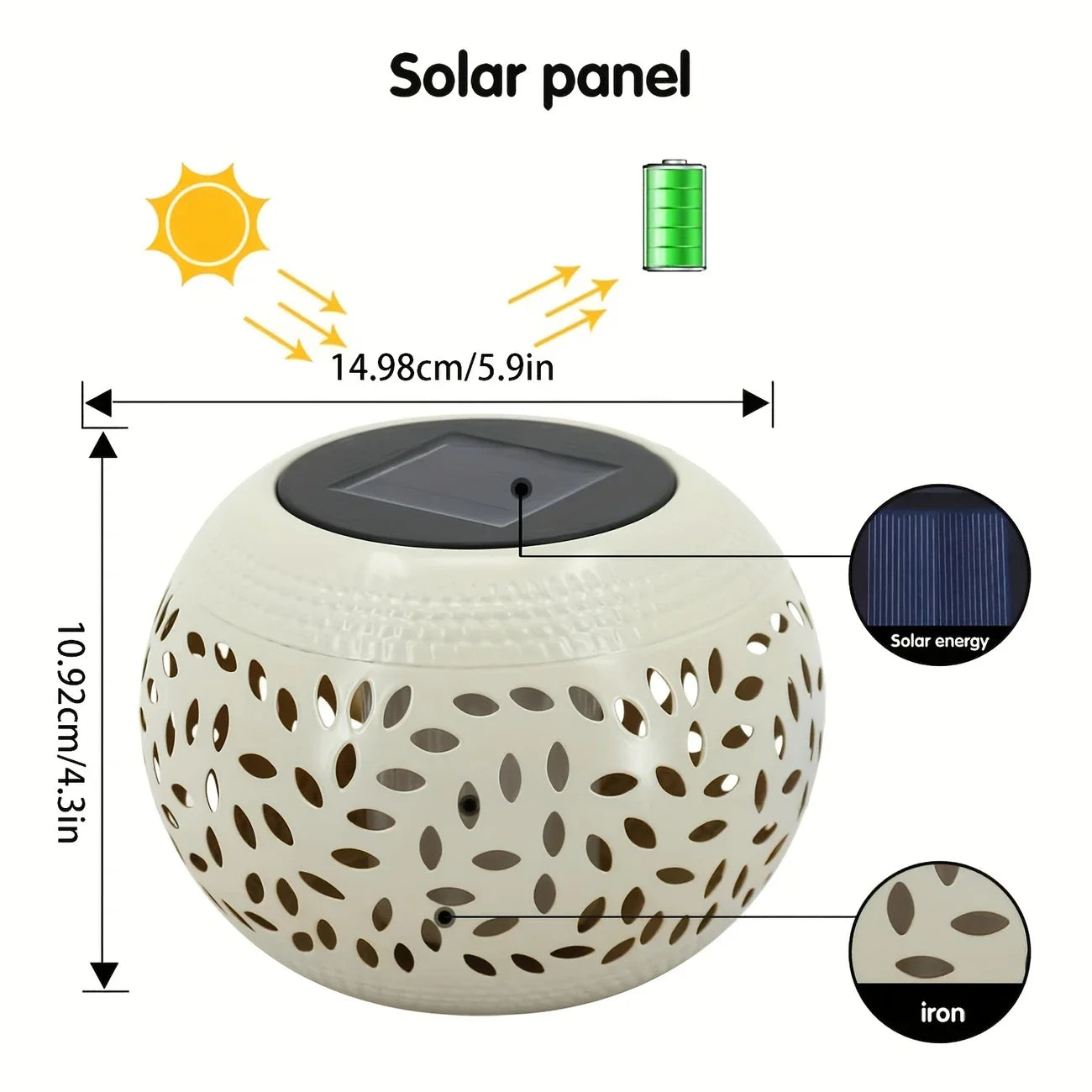 Solar LED Garden Lantern - Elegant Metal lantern solar Powered Lamp Waterproof Shadow Projection for Outdoor Garden Patio Light