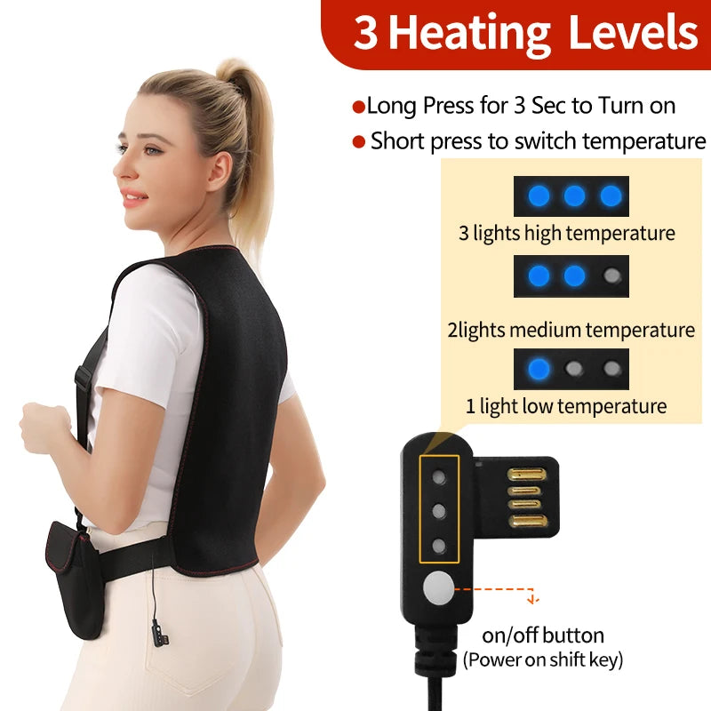 Electric Back Heating Brace | 3-Gear Hot Compress for Back Pain & Sleep
