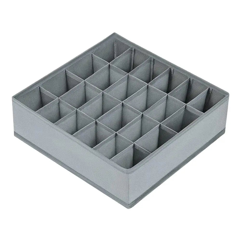 1pc Fabric Storage Box with 24 Compartments - Foldable Stackable Organizer for Socks Ties Underwear Space-Saving Drawer Divider