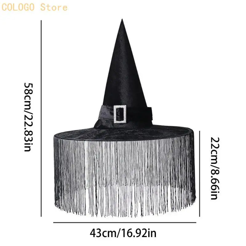 Witch Costume Hat With Pointed and Soft Fabric Finish for Halloween Theme Party Looks, Photo Booth Styling, and Character