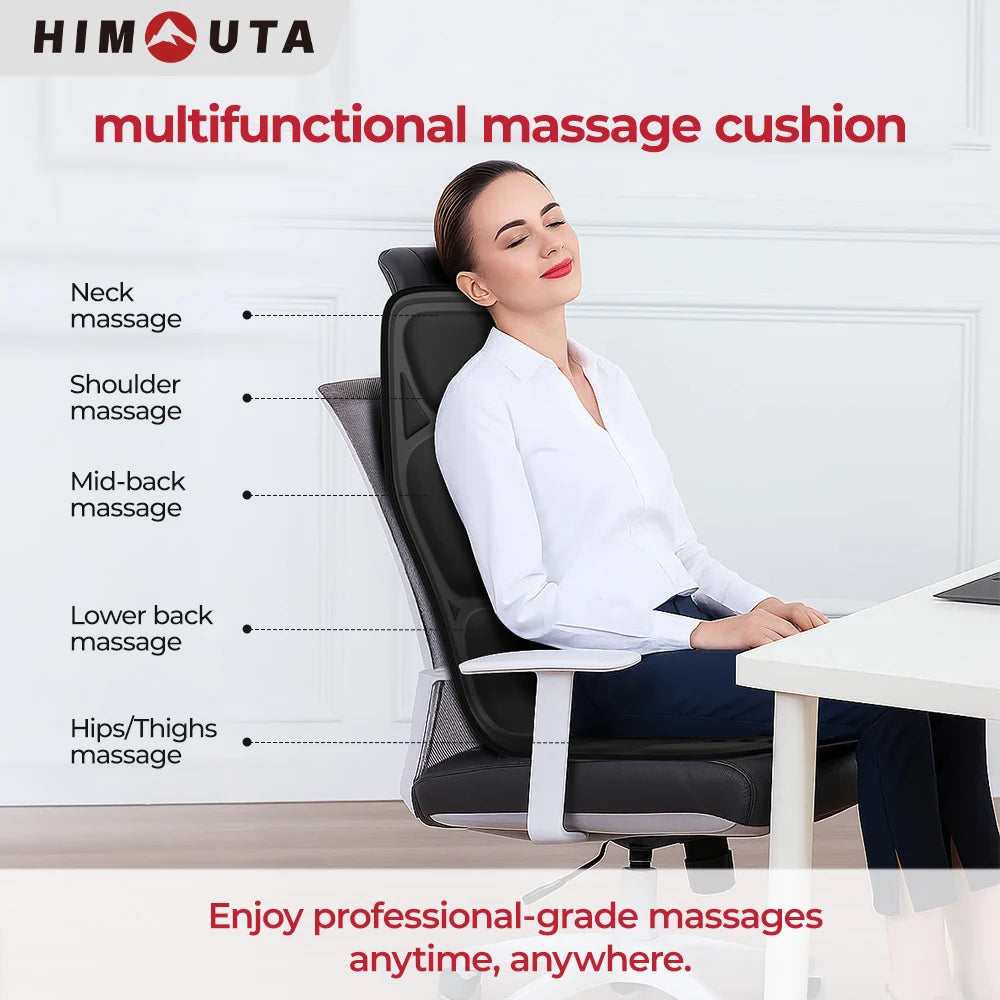 Back Massager Cushion with Heat | Full-Body Vibration Massage Mat for Chair & Car