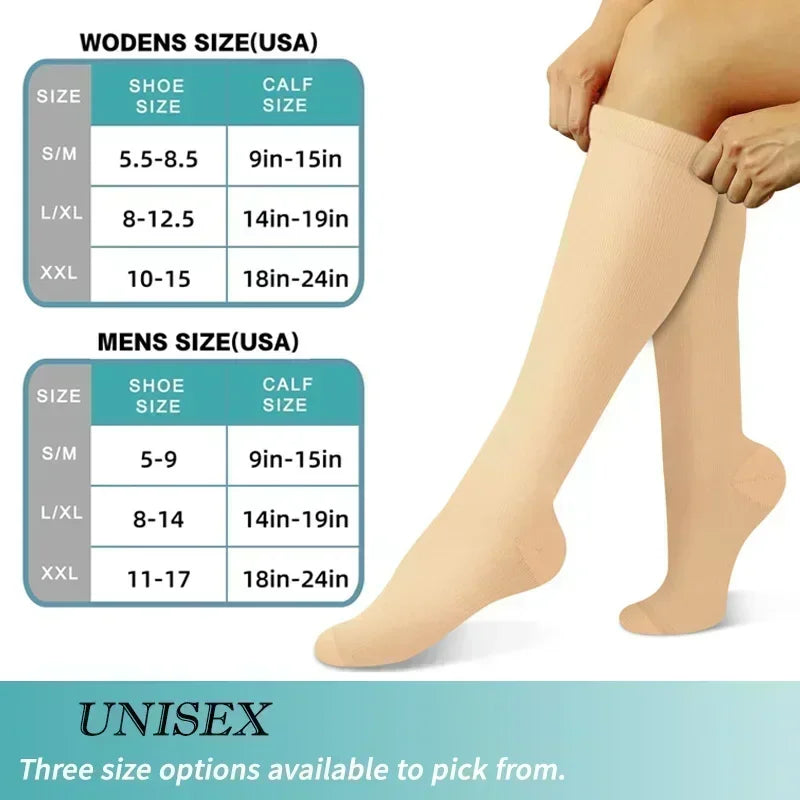 Knee-High Compression Socks | 15-20 MMHg Athletic Calf Support