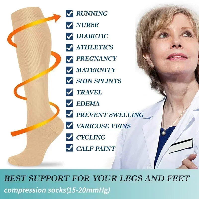 Knee-High Compression Socks | 15-20 MMHg Athletic Calf Support
