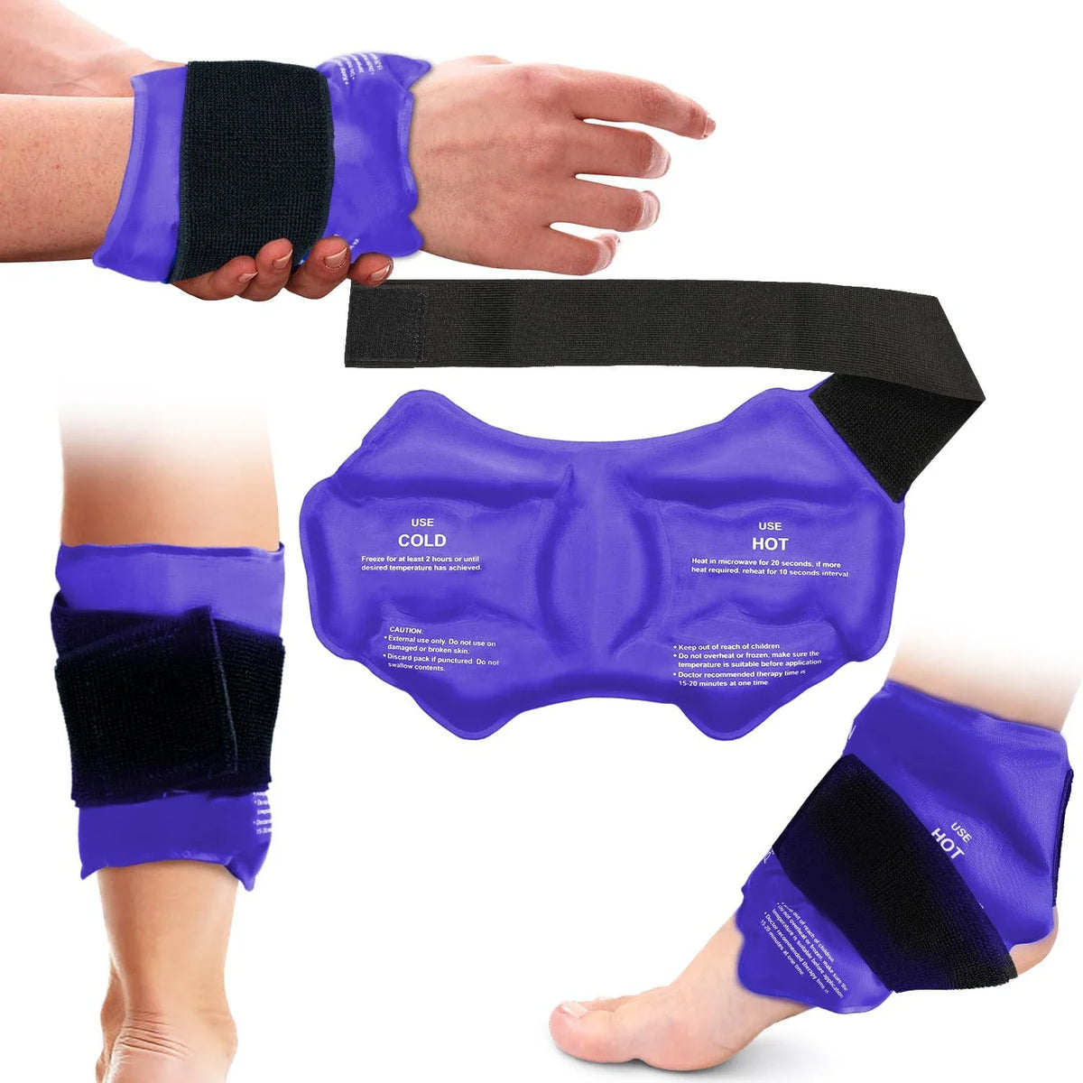 Ankle Brace Hot & Cold Ice Pack Wrap | Reusable Gel Compress for Sports Injuries