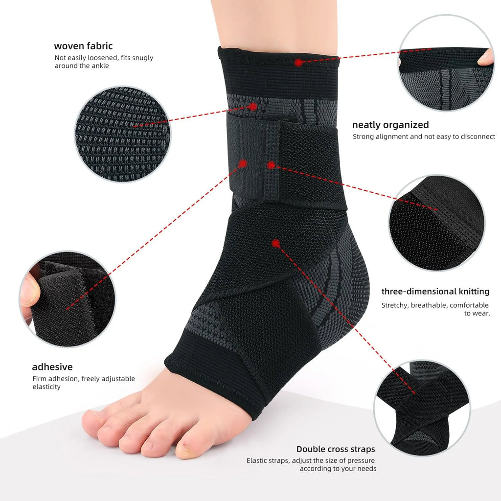 Ankle Brace Compression Sleeve | Adjustable Arch Support Wrap for Foot & Ankle