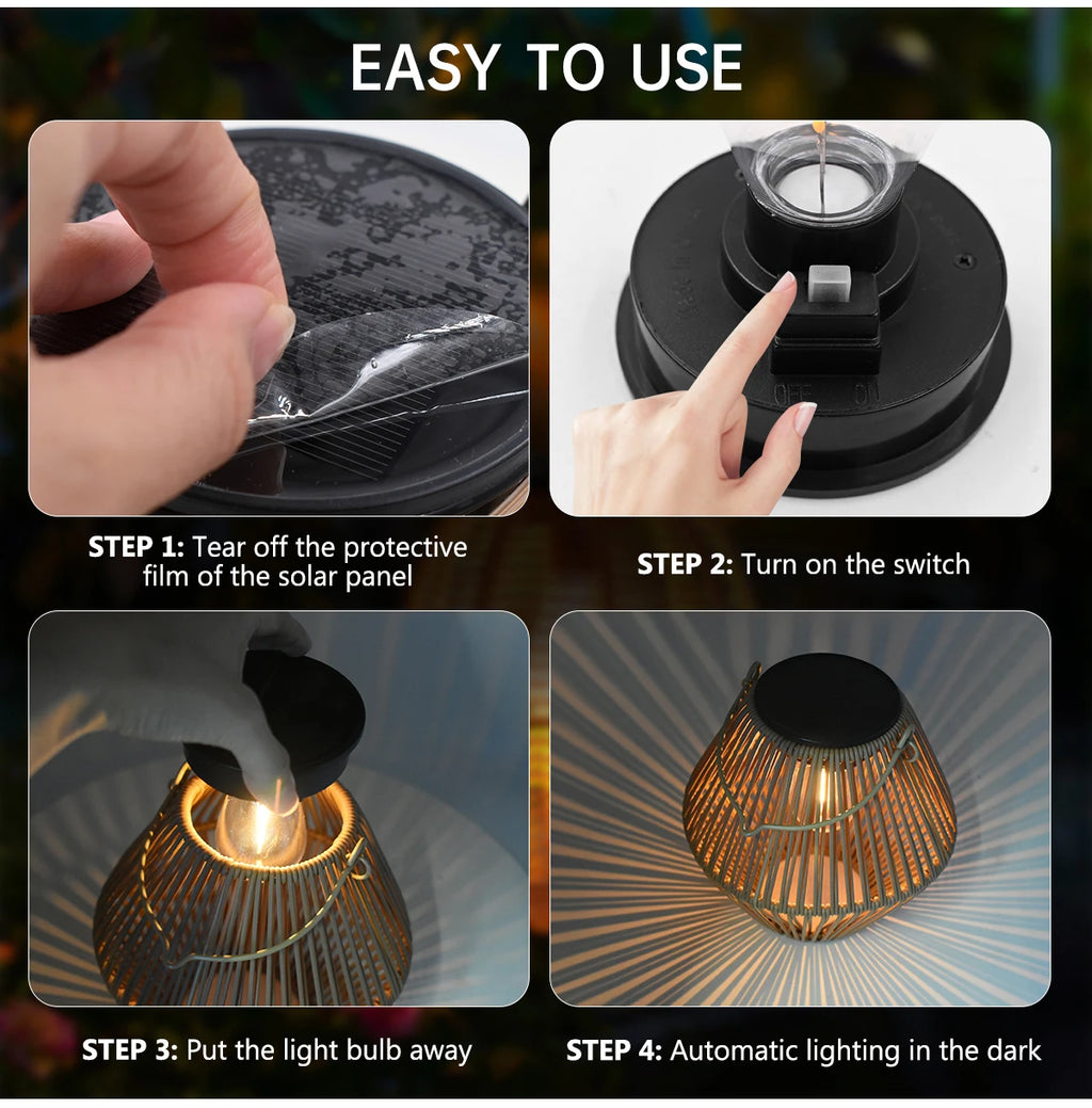 Solar Lantern Outdoor Solar Lanterns Waterproof for Outside Hanging Woven Lantern Boho Lamp Lights Decoration for Garden Yard