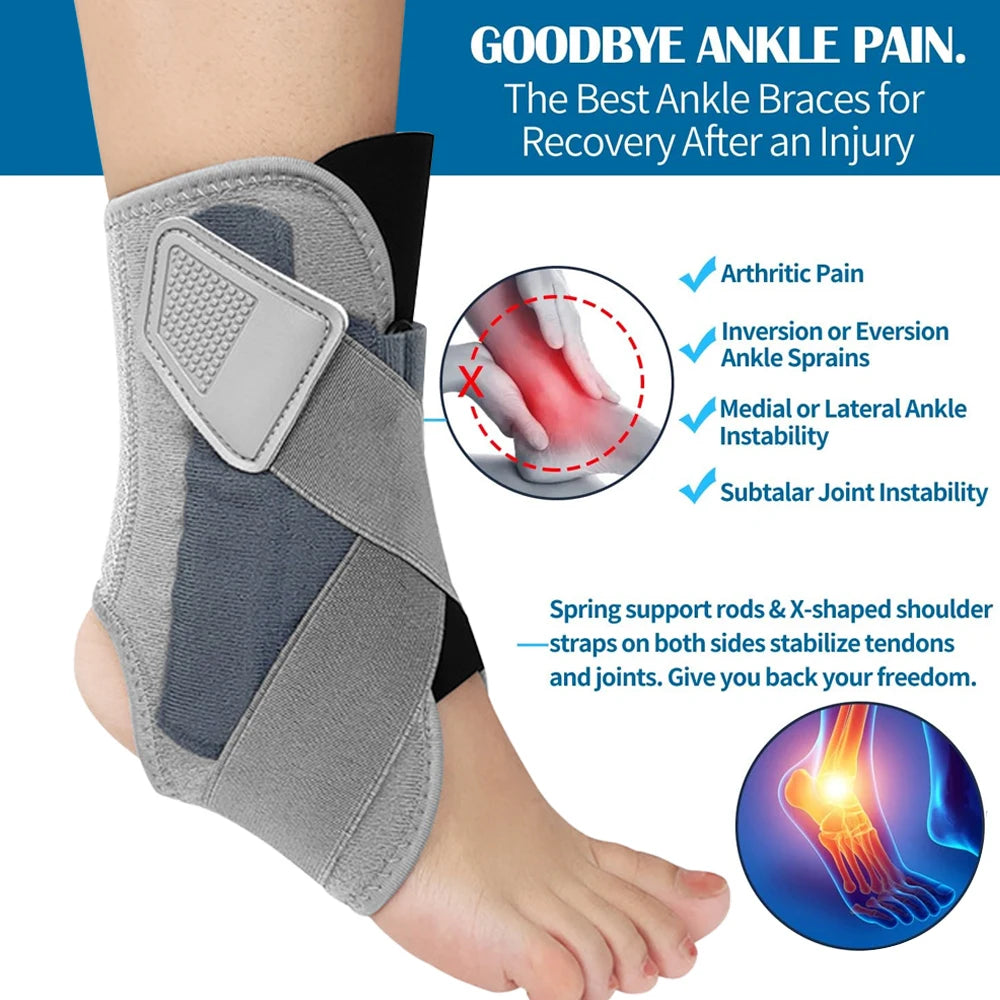 Ankle Brace with Aluminum Splints | X-Strap Stabilizer Support for Men & Women