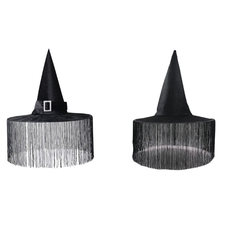Witch Costume Hat With Pointed and Soft Fabric Finish for Halloween Theme Party Looks, Photo Booth Styling, and Character