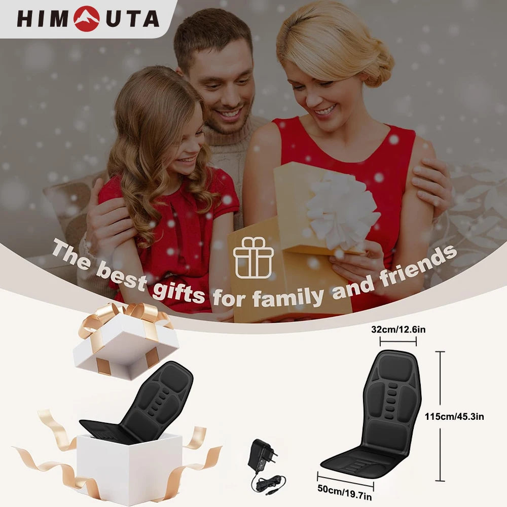 Back Massager Cushion with Heat | Full-Body Vibration Massage Mat for Chair & Car