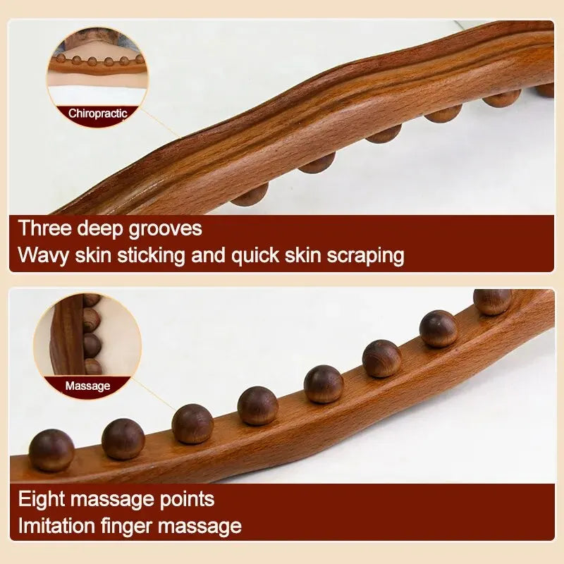 Wood Gua Sha Massage Stick | Full Body Back, Shoulder & Leg Relaxation Tool