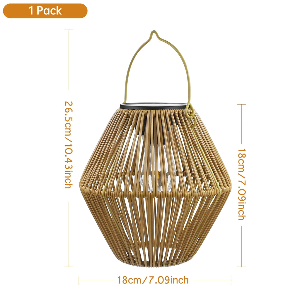 Solar Lantern Outdoor Solar Lanterns Waterproof for Outside Hanging Woven Lantern Boho Lamp Lights Decoration for Garden Yard