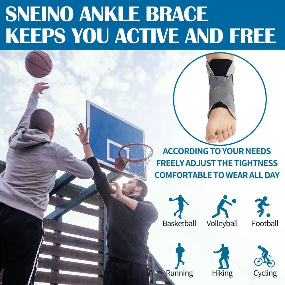 Ankle Brace with Aluminum Splints | X-Strap Stabilizer Support for Men & Women