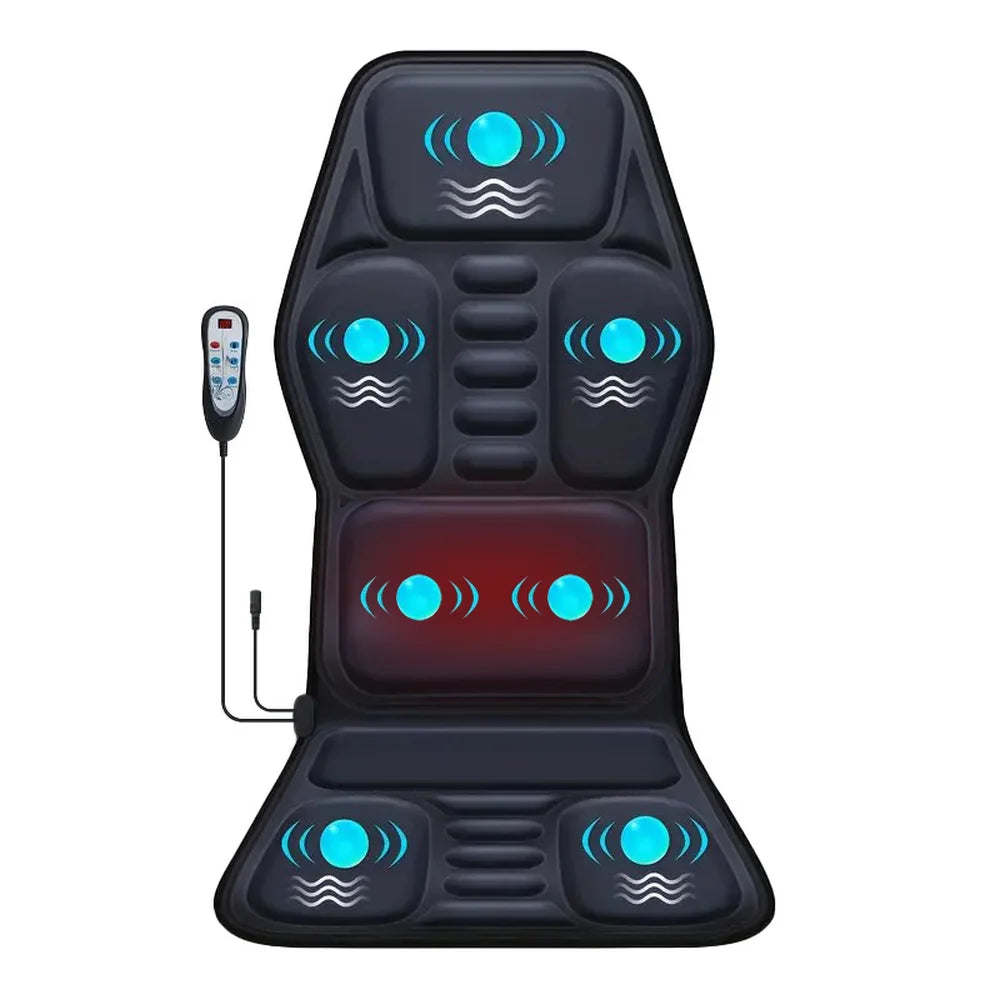 Back Massager Cushion with Heat | Full-Body Vibration Massage Mat for Chair & Car