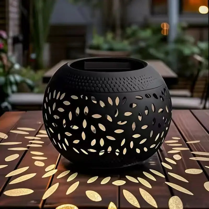 Solar LED Garden Lantern - Elegant Metal lantern solar Powered Lamp Waterproof Shadow Projection for Outdoor Garden Patio Light