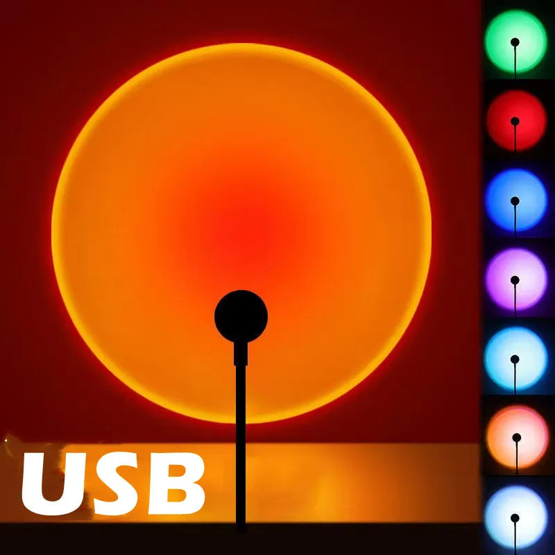 Sunset lamp projector with gooseneck and USB plug