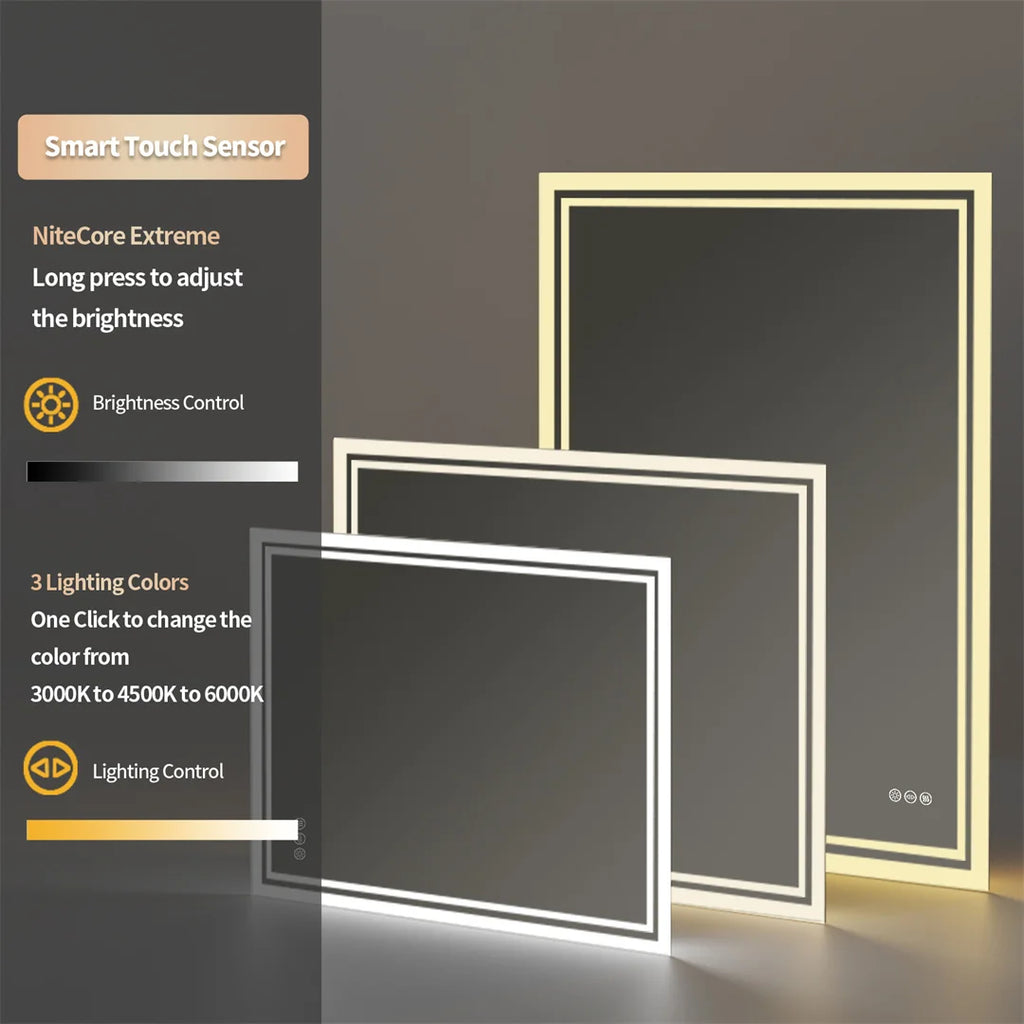 LED Bathroom Mirror | Frameless Dimmable with Anti-Fog & Touch Control