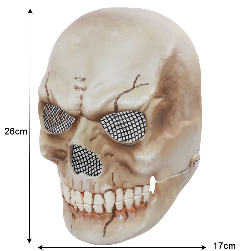 Halloween Mask Latex Mask Skull Mask Horror Decoration Full Head Skull Mask Helmet Movable Jaw Masque Gifts Party Costume Mask