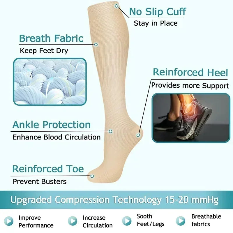 Knee-High Compression Socks | 15-20 MMHg Athletic Calf Support